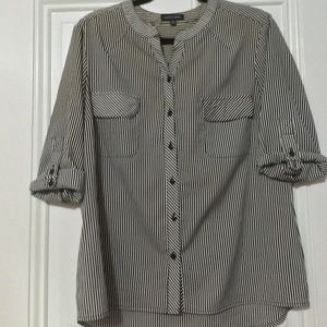 Notations Pinstripe Black and White Button-Up